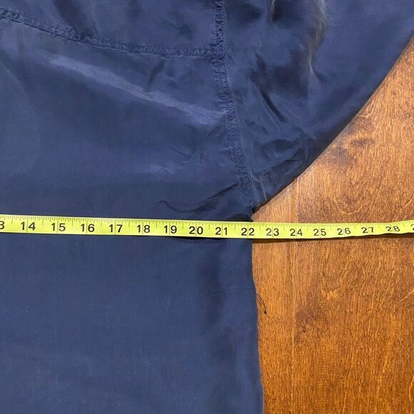 Novin Vintage 90s Navy Blue Hidden Button Front Silk Shirt Men's Size Large - Picture 8 of 9